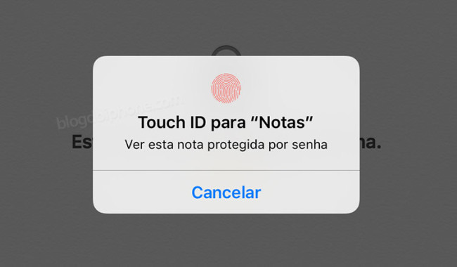 Senha e Touch ID em Notas