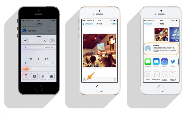 ativar air drop no iphone iOS 7