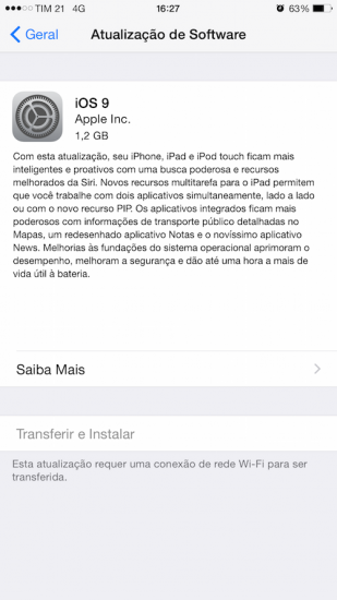 Atualizar iPhone iOS 9