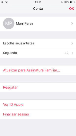 Cancelar Apple Music no iPhone